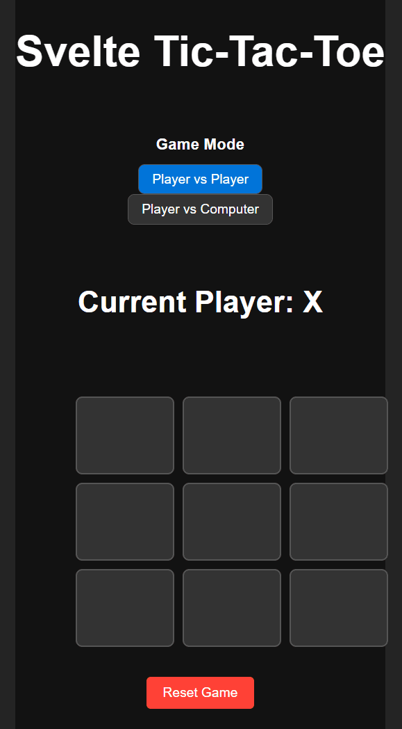 Tic Tac Toe app screenshot