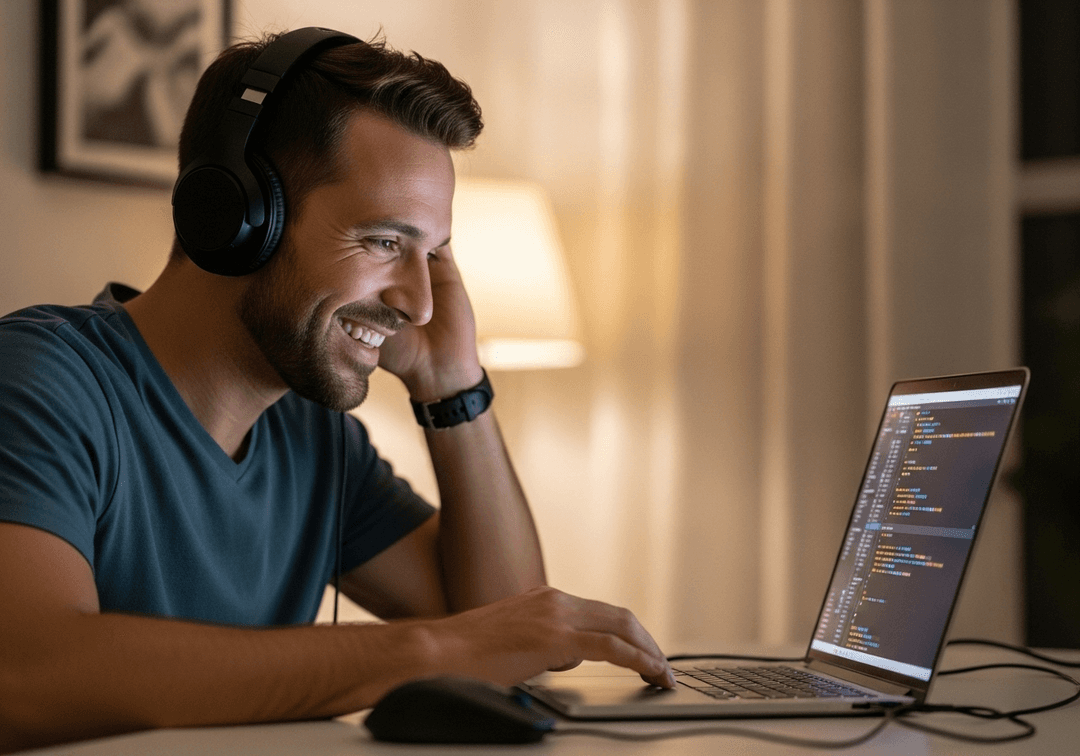 Man programming on a laptop